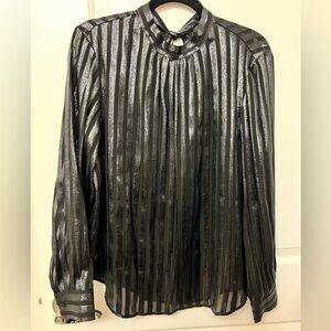 JCrew Metallic Chiffon Mockneck Top